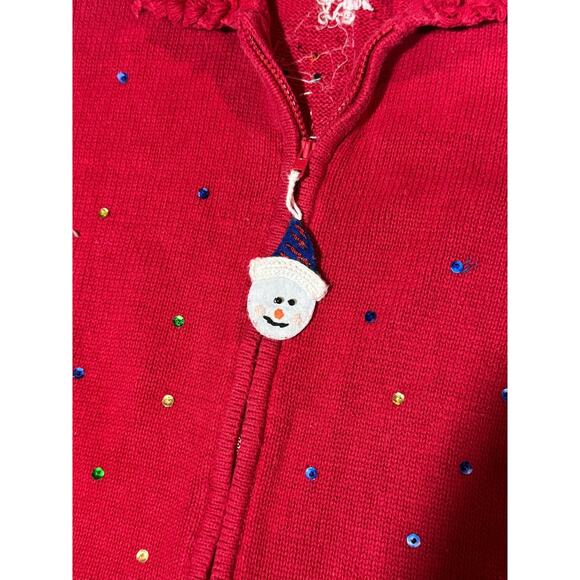 Carolina Colour Christmas Snowman Zip Up Sweater Size Extra Large - Picture 4 of 6